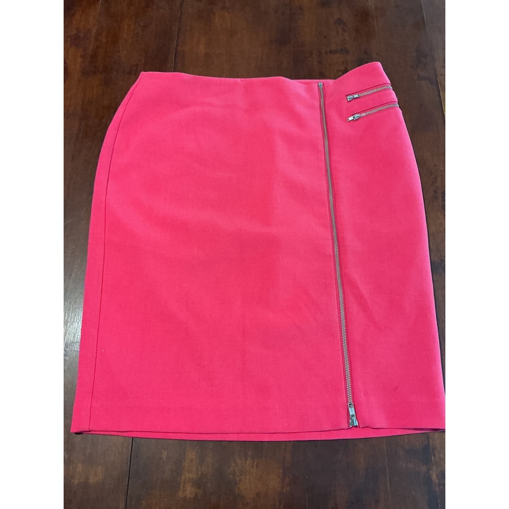 Worthington Hot Pink Asymmetrical Zip Pencil Skirt Womens 14 Edgy Career Mini
